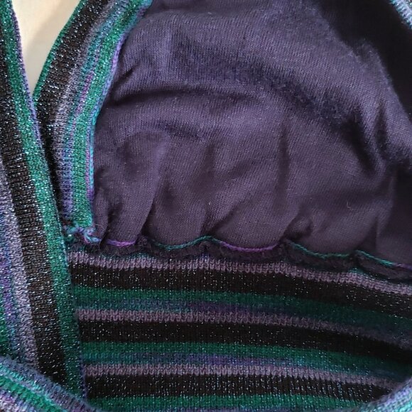 Metallic PEACOCK Halter T-back Sexy Top Clubbing Disco Shimmery Chevron - Picture 7 of 13